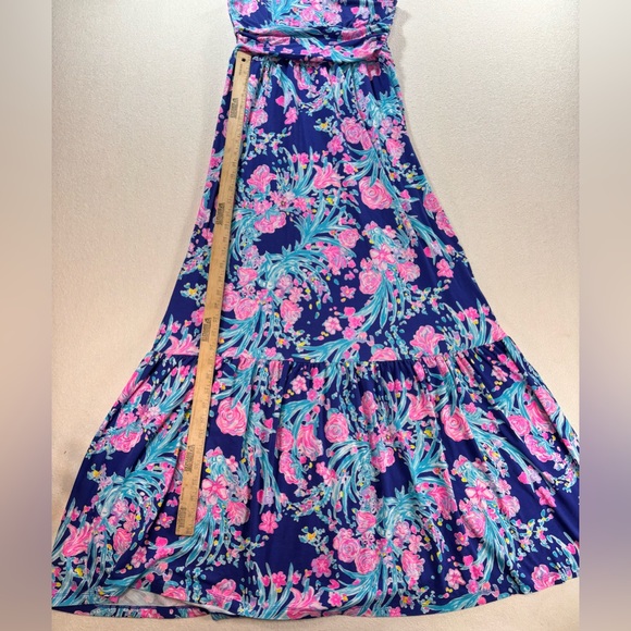 Lilly Pulitzer Toucan Party Corsica Blue Floral Maxi Dress Sleeveless Small - Picture 8 of 10